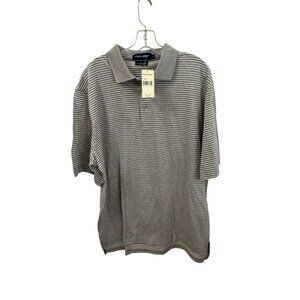 NWT Polo gray and white pima cotton polo size Large